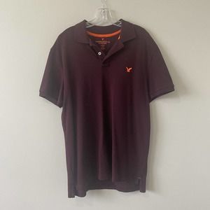 American Eagle Outfitters Polo Shirt Men's Large Burgundy Classic Fit Cotton